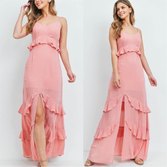 TEXTURED PINK MAXI DRESS - Picture 12 of 12